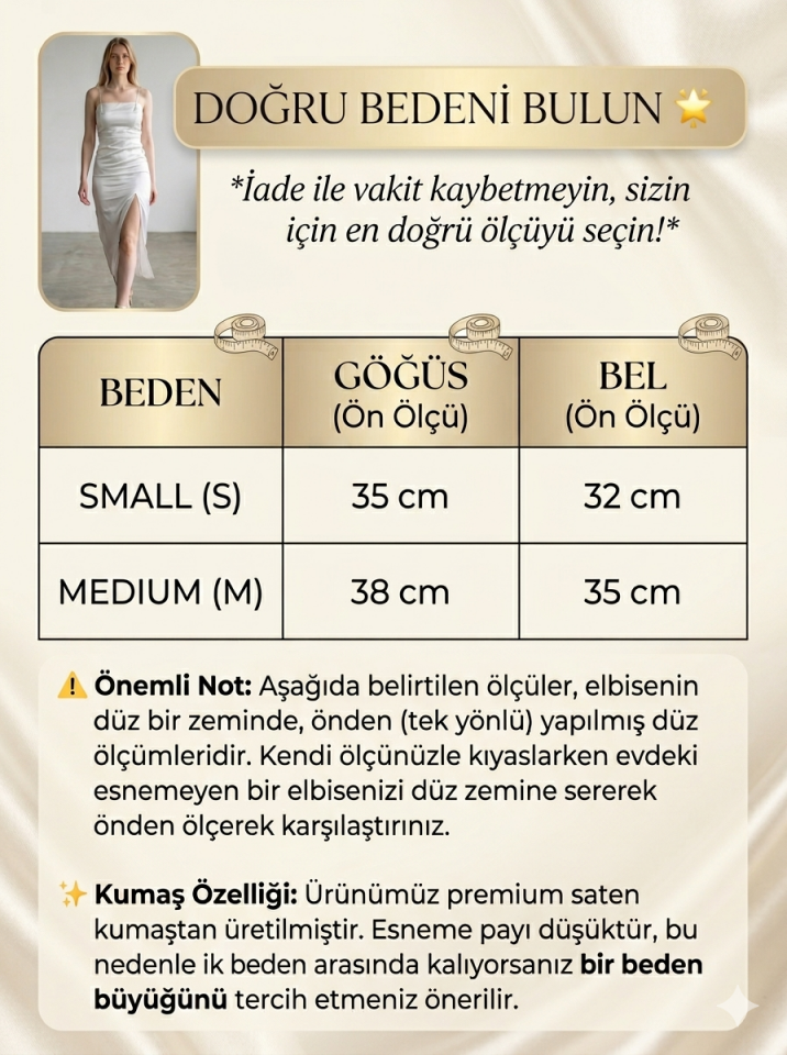 RİVARAPREMIUM Kadın Saten Elbise - Yırtmaçlı Askılı Midi Beyaz
